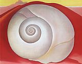 White Canvas Paintings - White Shell With Red c. 1938